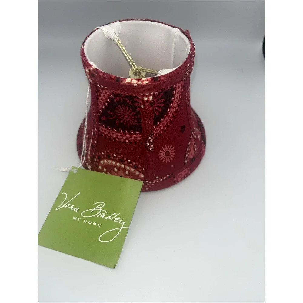 NEW NWT Vera Bradley Small Lamp Shade Red VB Pattern Raspberry Fizz 4in Tall